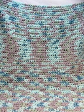 40x33 Handmade Crochet Baby Blanket Soft Plush Blue Green Gramma Made